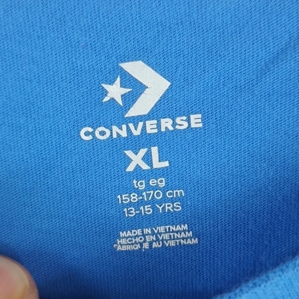 Converse ALL STARS wrap around print youth XL /adult small med blue & orange tee